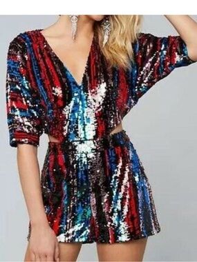 bebe Multicolor Sequin romper